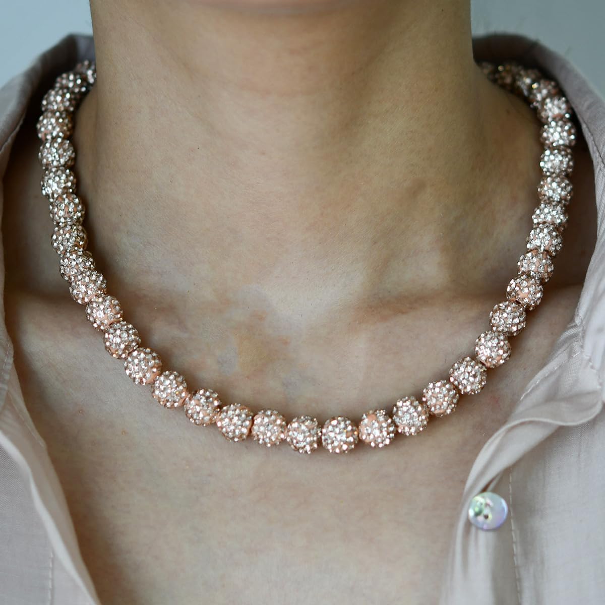 100pcs 10mm Rhinestone Clay Beads for Crafting - Ice Collection Baseball Bling Style, Round Shamballa Disco Ball Design, Fancy Sparkle for DIY Necklace Jewelry Making Christmas Decor (Gold Champagne) - Image 5