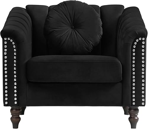 Miniatura 8 de Moderno conjunto de sofá Chesterfield de terciopelo de lujo, sillón de franela, reposabrazos enrollados tapizados para sala de Estar, dormitorio,