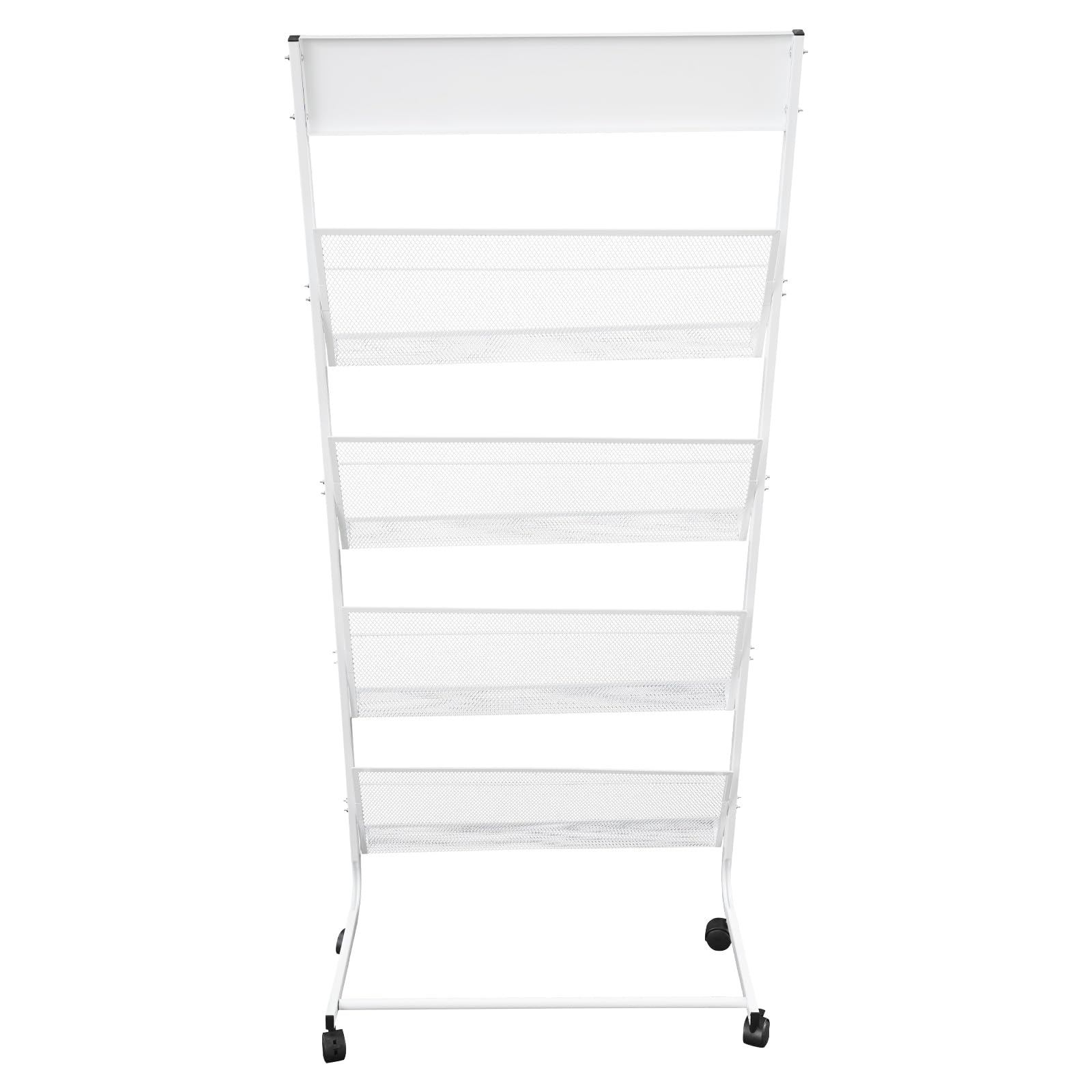 Portariviste a 4 piani, bianco con ruote, per atelier, biblioteche, uffici, 63 x 36 x 148 cm