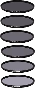 ICE 62mm 6 ND Filter Set Slim ND1000 ND64 ND32 ND16 ND8 ND4 Neutral Density 10, 6, 5, 4, 3, 2 Stop Optical Glass 62