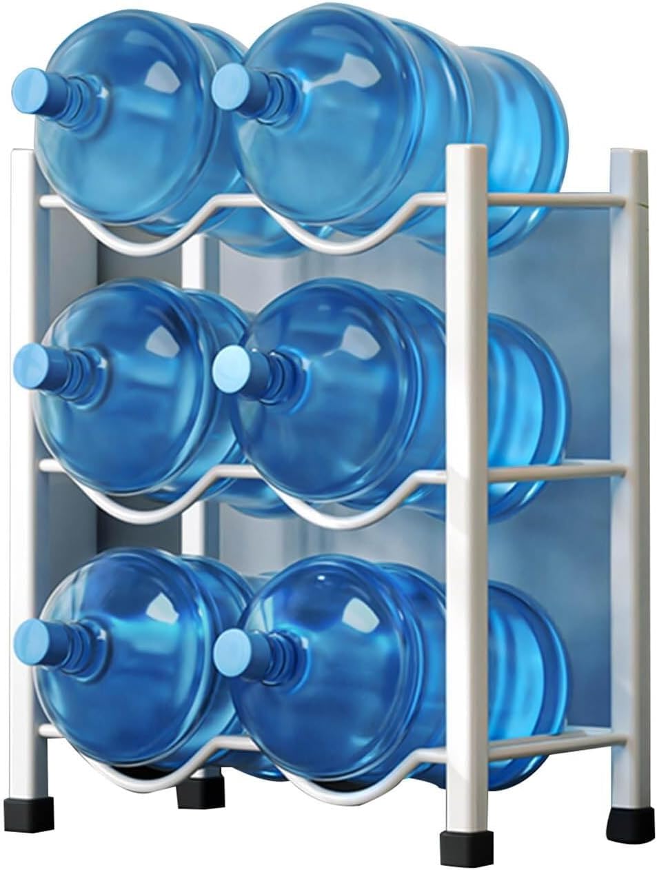 Bucket storage rack,5 gallon Water Bottle Storage Organizer Heavy Duty water jug holder rack ，Large capacity Double row bucket rack Water Cooler Jug Rack ， Stackable Water Dispenser Stand(65*35*75cm)
