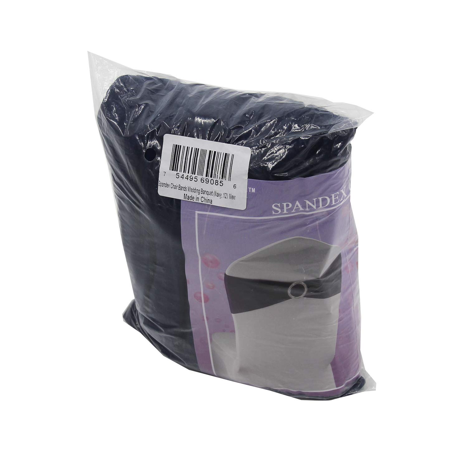 Welmatch Navy Blue Spandex Chair Bands Sashes 12 Pcs 