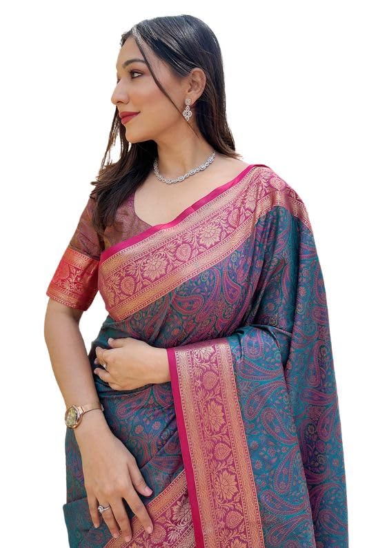 SGF11 Women's Kanjivaram Pure Soft Silk Designer Saree With Blouse Piece