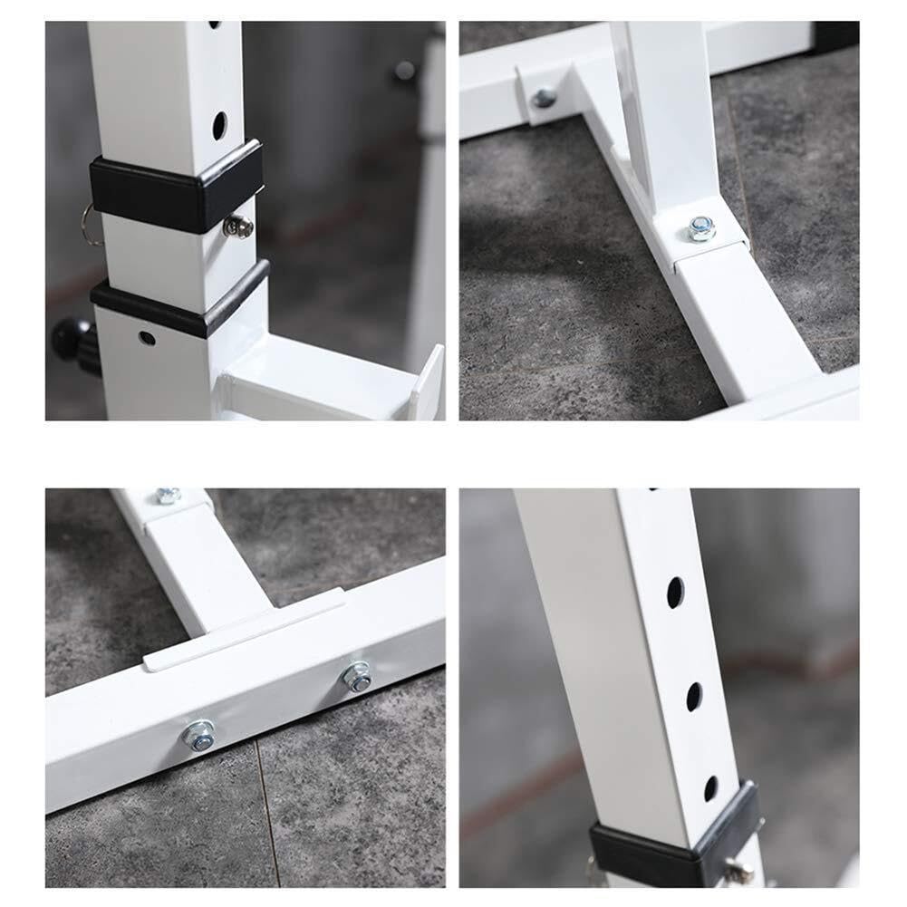 Rack de sentadillas resistente, soporte ajustable multifunción para barra de pesas para gimnasio en casa, estructura de acero con almohadillas antideslizantes para los pies, equipo de entrenamiento d