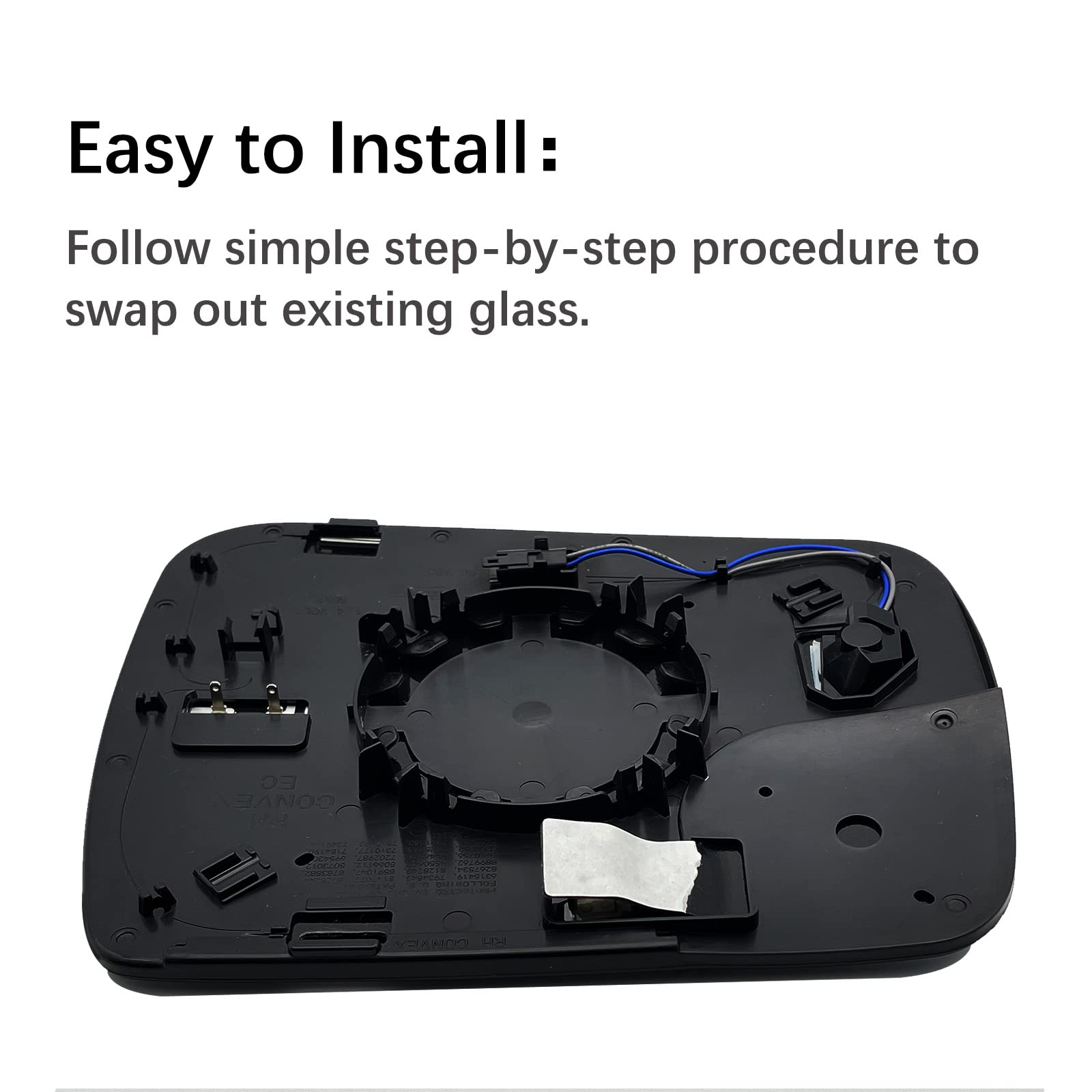 Right Passenger Side Heated Blind Spot Convex Mirror Glass Replacement For 2019 2020 2021 Dodge Ram 1500 - Ram 1500 Side Mirror Ram Passenger Mirror With Rear Holder - Replace 68402036AA 68402037AA