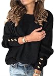 LEIYEE Sweaters for Women Fall Casual Pullover Crew Neck Dolman Batwing Long Sleeve Knit Tops Shirts with Buttons