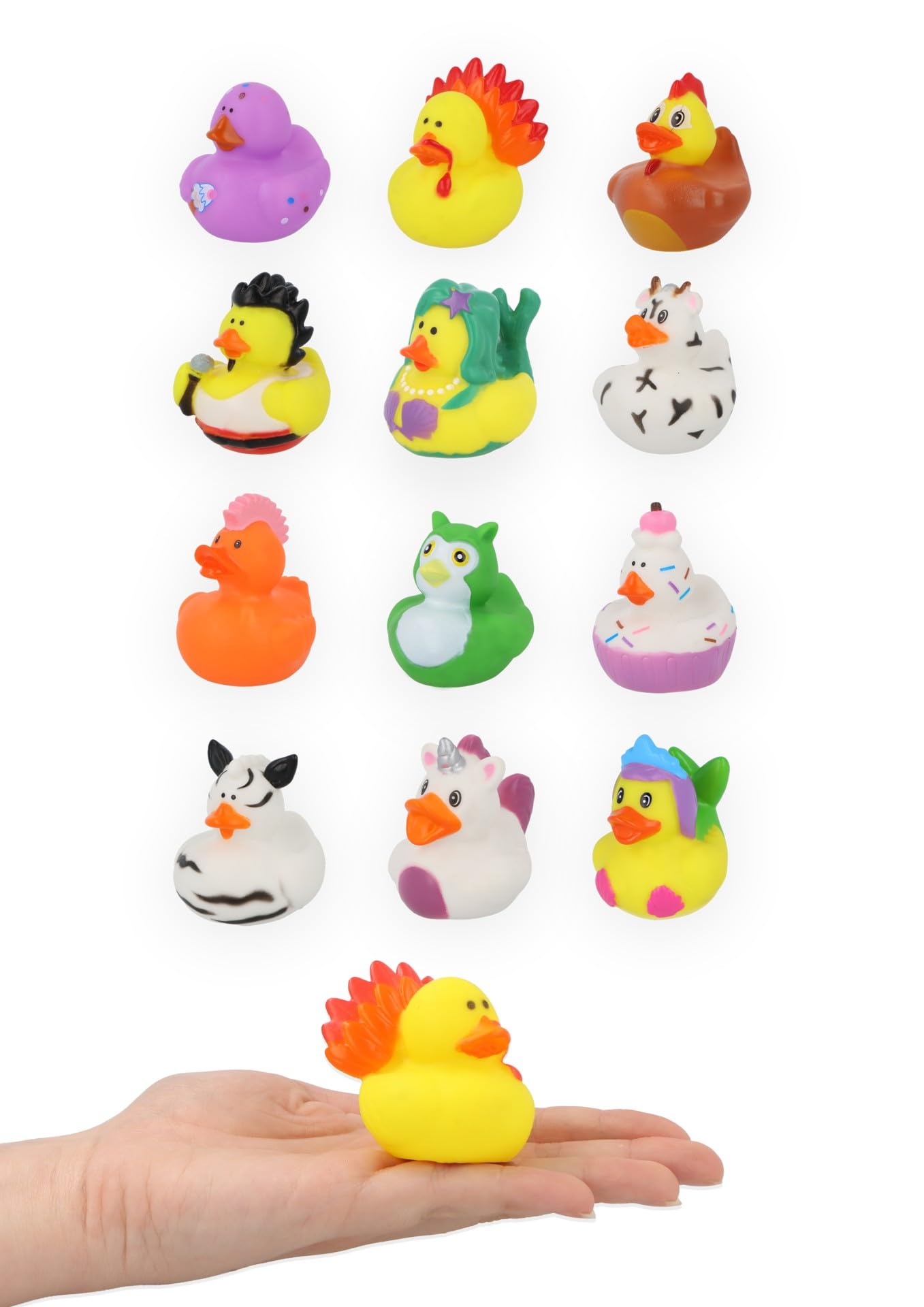 Henbrandt 24 x Mini Rubber Ducks 12 Assorted Animal Designs Children’s Duckies Variety Pack Cruising Ducks Kids Bath Toys Summer Fun Paddling Pool Games Bathtub Play for Boys and Girls — image 1