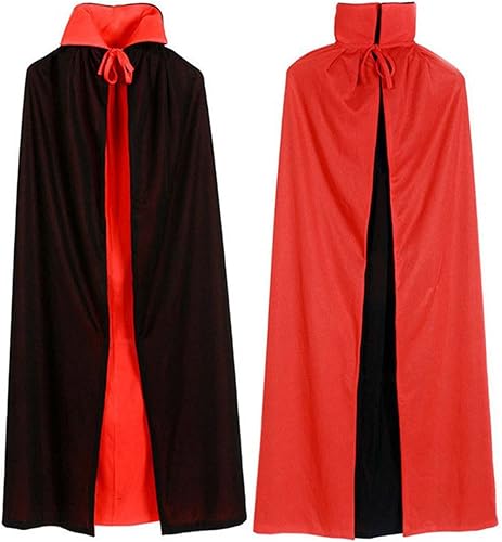 MUXIOM 46ft55 pulgadas Halloween vampiro traje Cosplay capa capa Prop doble capa adulto suministros de mascarada - rojonegro