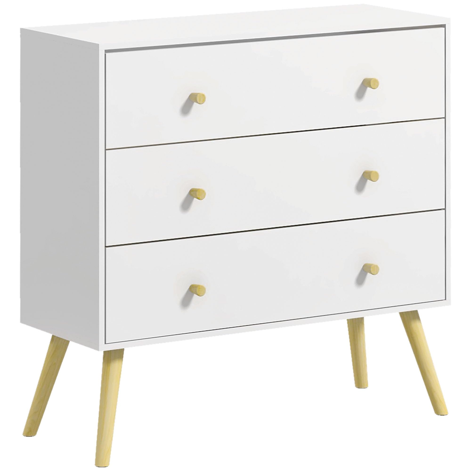 Helloshop26 Commode de Rangement 80 x 30 x 80 cm 3 tiroirs sécurité Anti basculement scandinave épuré en Panneau de Particules Blanc 21_0001511
