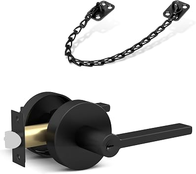 Mega Handles Ralph Collection - Reversible Entrance Door Handle + Transom Chain Matte Black