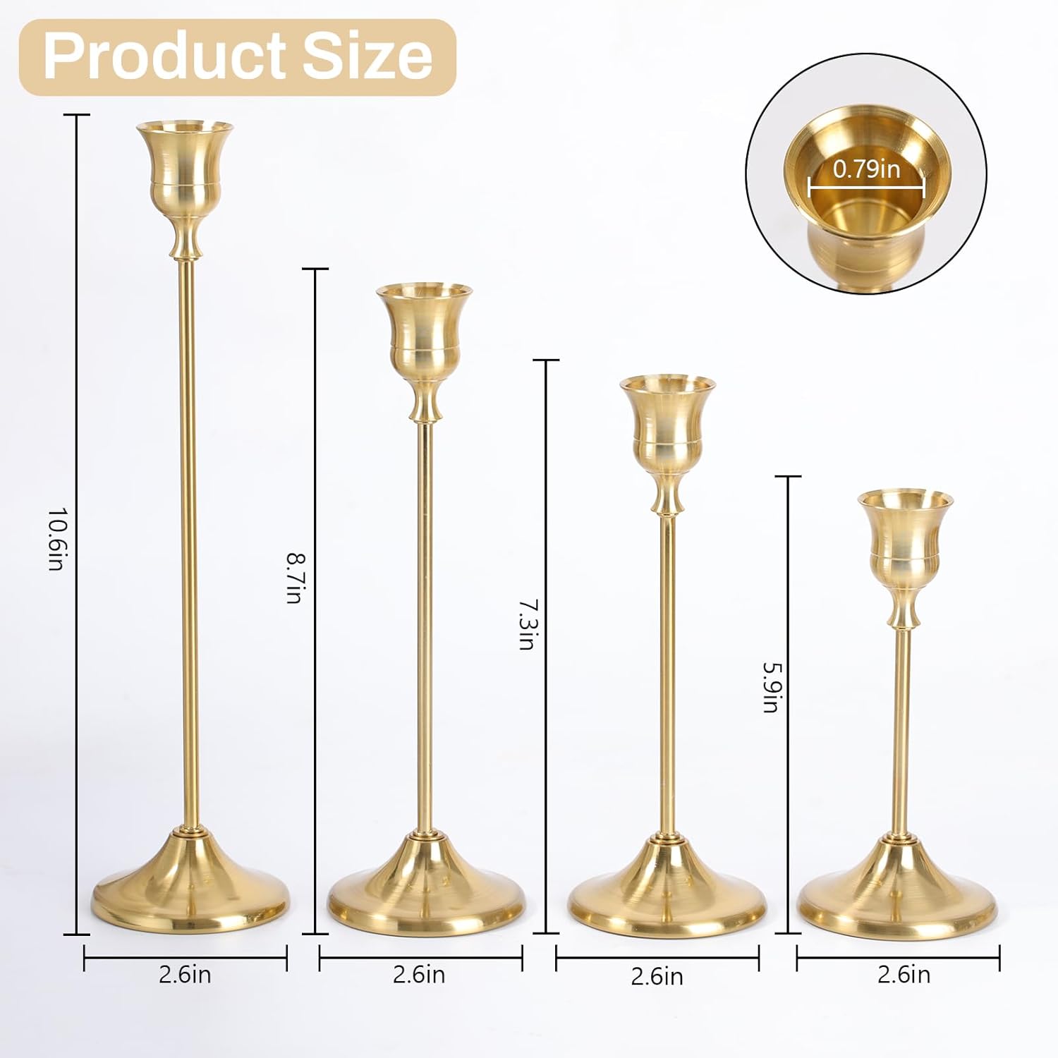 Candlestick Holders, 12PCS Taper Candle Holder for Candlesticks, Gold Candle Holders for Table Centerpiece, Wedding, Party