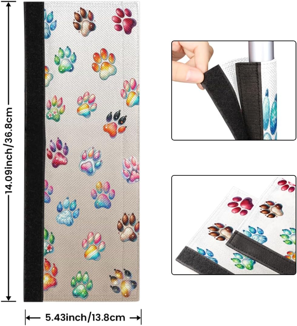 Paw Footprints Refrigerator Door Handle Covers Set of 2 Non-Slip Washable | Paw Colorful Animal Kitchen Appliance Handles Decor Protector for Fridge Dishwasher Oven Keep Off Food Stains thumbnail