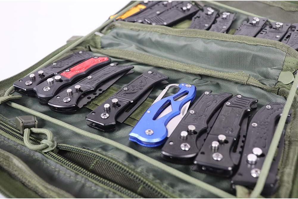 Super Pocket Knife Bag, Tactical Knife Storage Case, Folding Knife Collecting Pouch, Large Capacity Small Knife Carrier Protectors, Versatile Knife Small Tools Holder (HGJ363) (Army Green) : Home & Kitchen