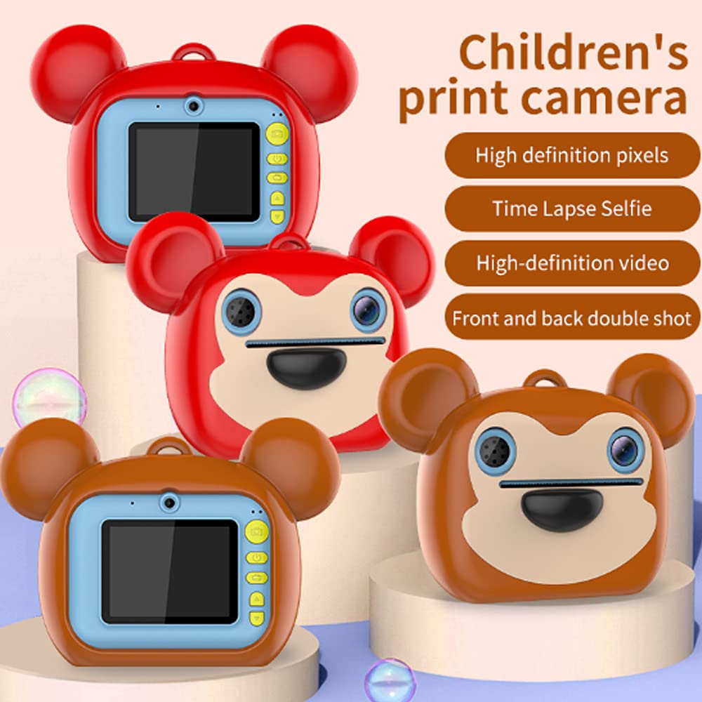 Macchina fotografica portatile per bambini, stampante fotografica istantanea per bambini, fotocamera digitale con selfie video con schermo da 2,0 pollici video HD 1080P per ragazze(16G, rosa)