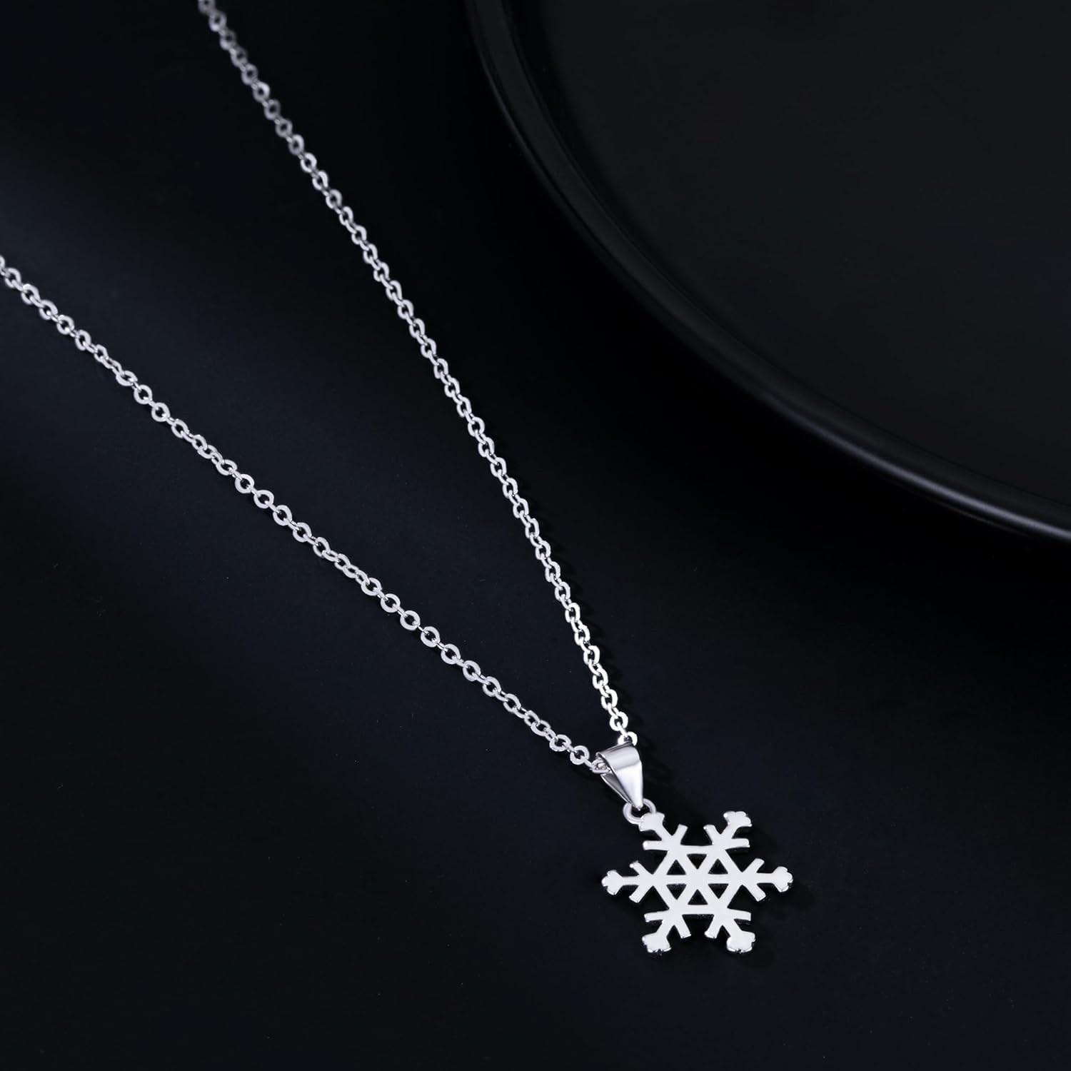 SLUYNZ Solid 925 Sterling Silver Snowflake Necklace Pendant for Women Teens Winter Snowflake Chain Necklace Choker Christmas Gifts - Image 5