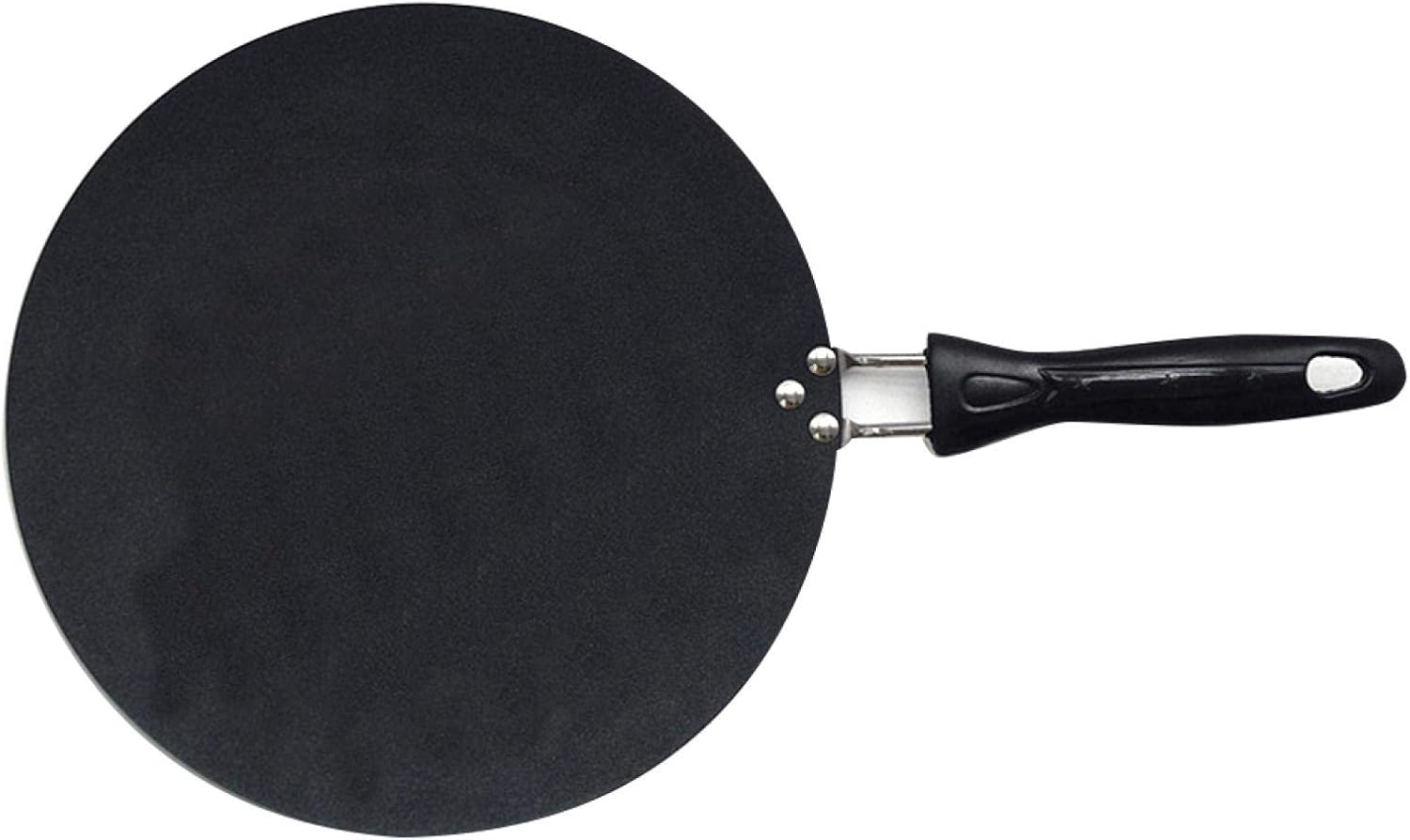 Crepe Pan, Pancake Pan, cast iron Round Griddle Nonstick Flat Griddle Frying Skillet Pan with Solid Wood Handle for Omelette, Tortillas, Induction Compatible, 10.8 Inch.(BLACK)