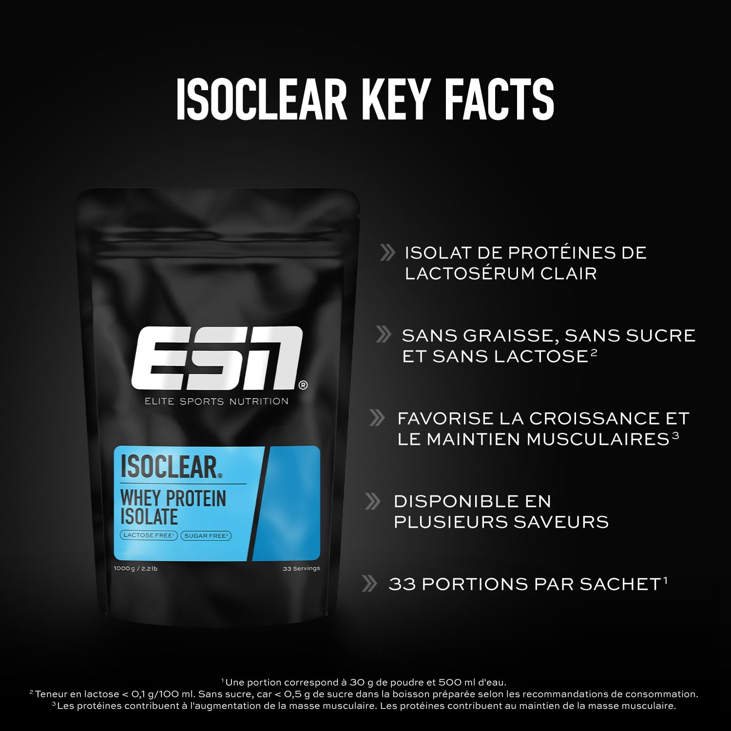 ESN ISOCLEAR Whey Isolate Protein Powder, 1000 g, Glacé à la pêche, boisson protéinée au goût fruité et délicieux, clear Whey - fabriqué en Allemagne