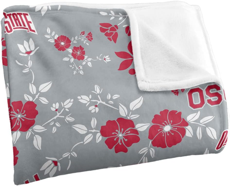 The Ohio State University Blanket, 50"x60" Floral Gray Pattern Silky Touch Super Soft Throw Blanket