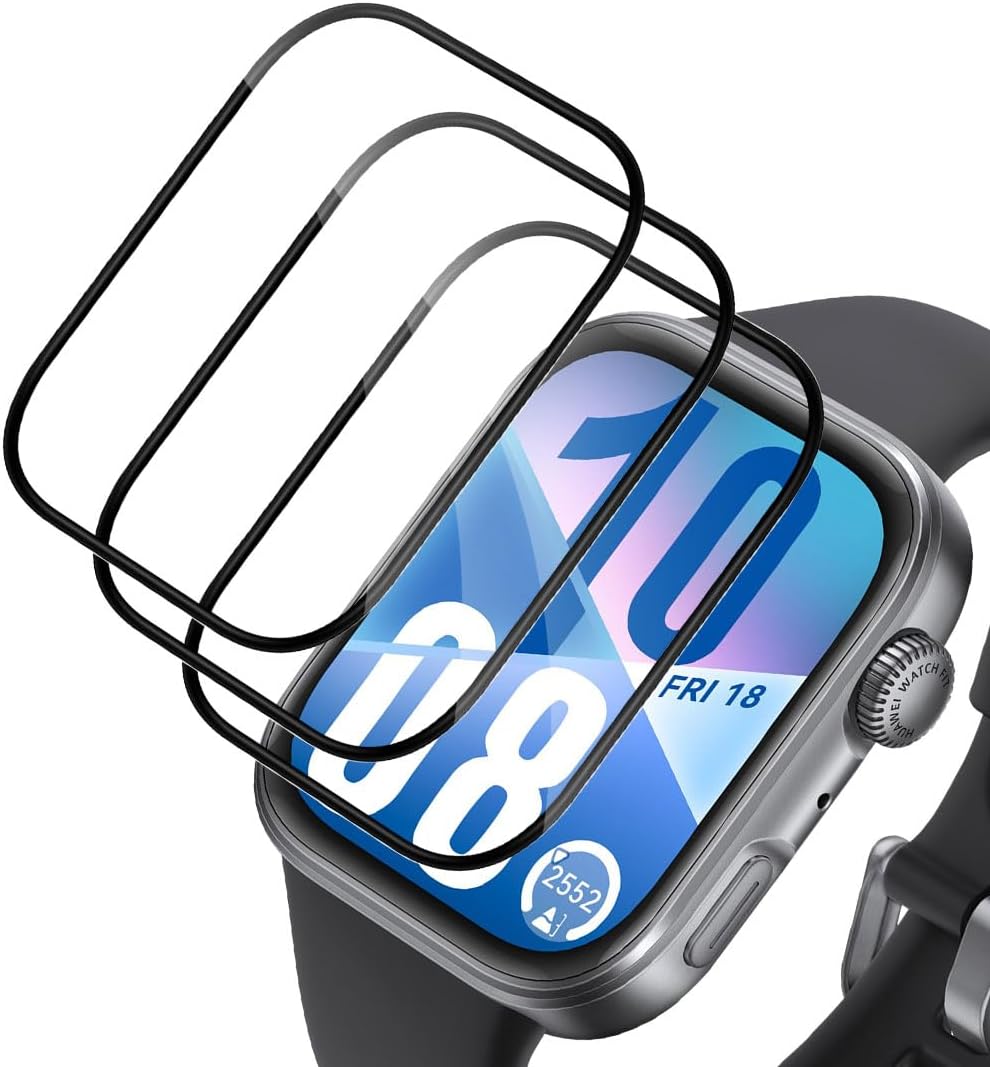 TUTUO Pack of 3 Screen Protectors for Huawei Watch Fit 4 Flexible Soft HD Film Anti-Scratch Bubble-Free High-Resolution Waterproof TPU Soft Screen Protector