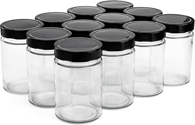 Dicunoy Set of 12 Glass Jars with Lids, 500ml Clear Candle Jars, Mason Containers for Pickles, Jam, Honey, Meal Prep, Jelly, Dry Food, Spices, Salads, Powder Storage, Canning
