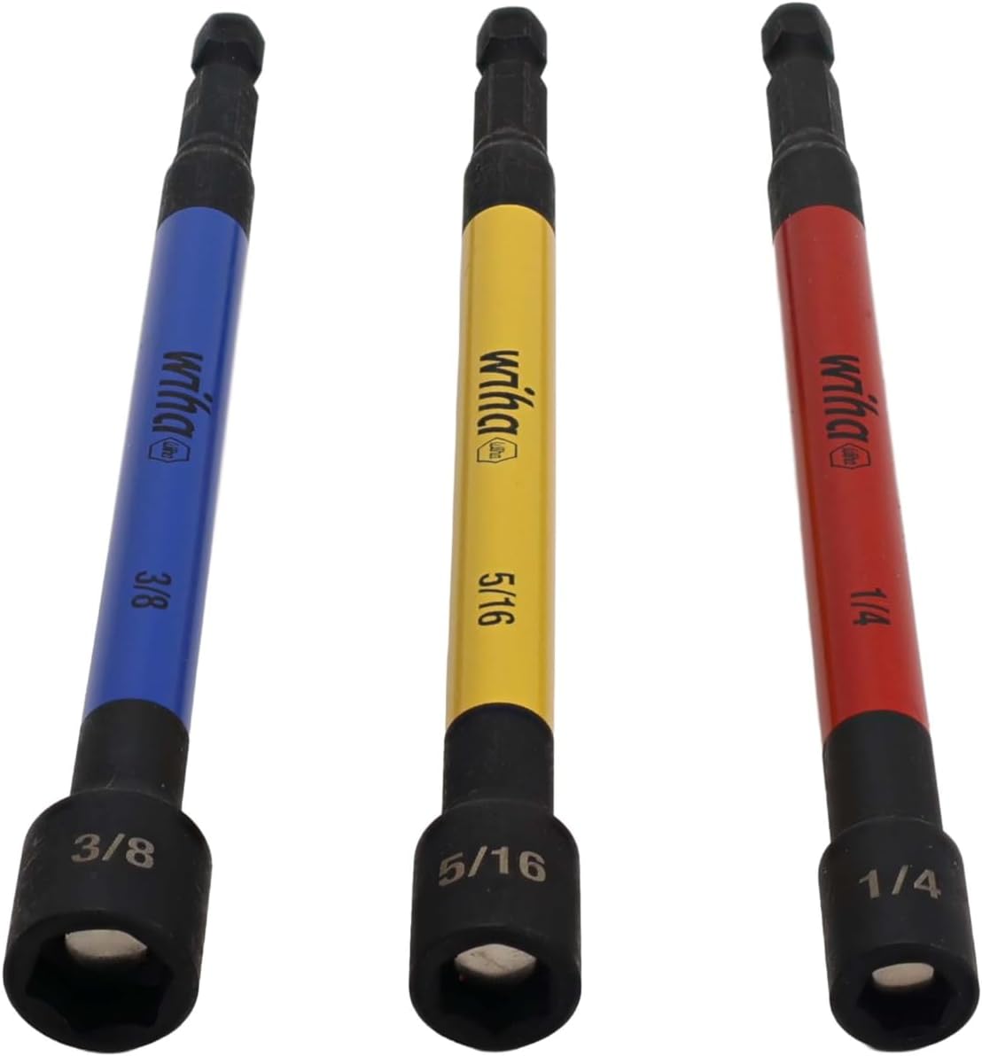 Wiha 70495 3 Piece Color Coded Magnetic Nut Setter SAE Set