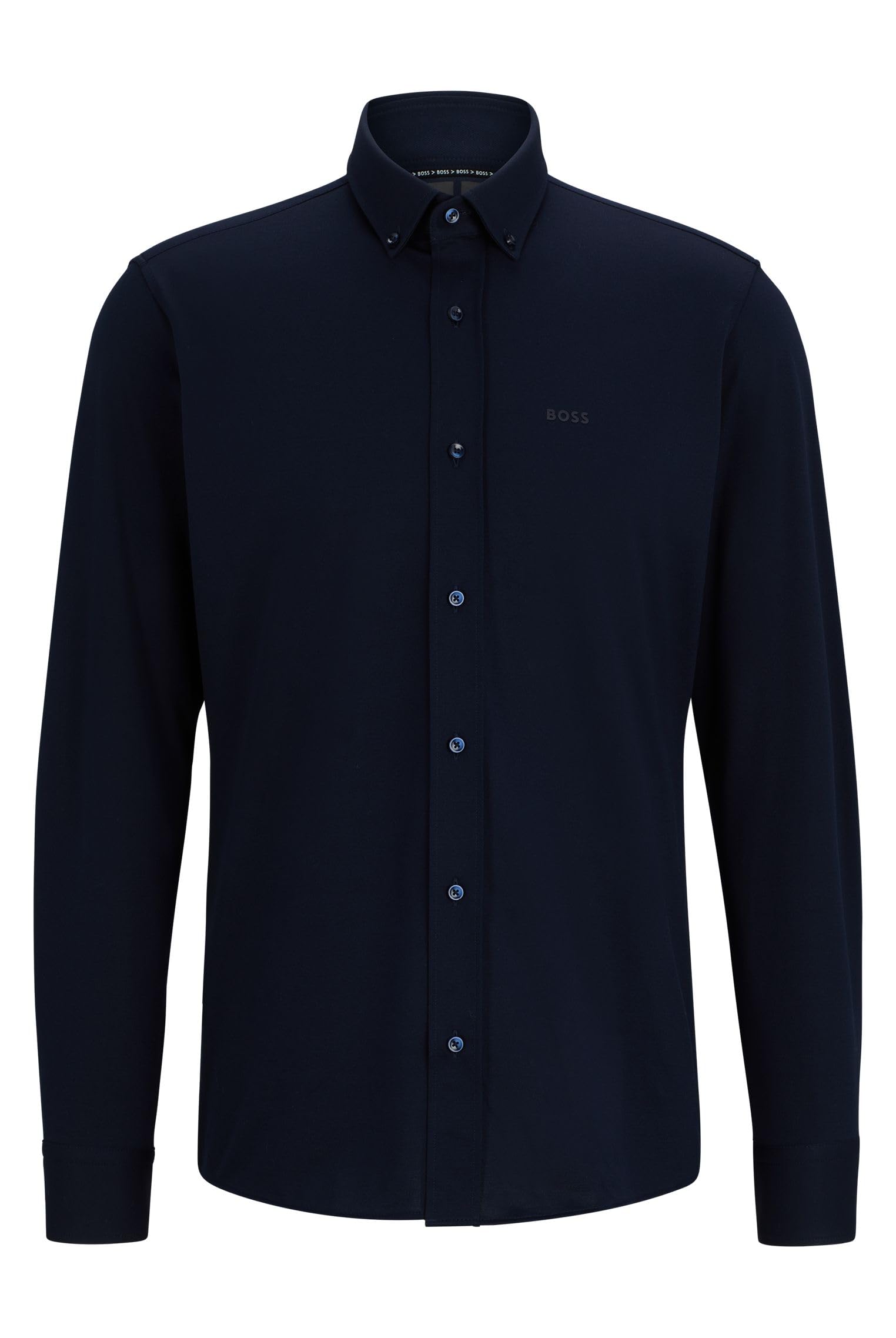 Boss Men's Blue P-Joe-Bd-C1-222 Regular-Fit Shirt In A Structured Cotton Blend
