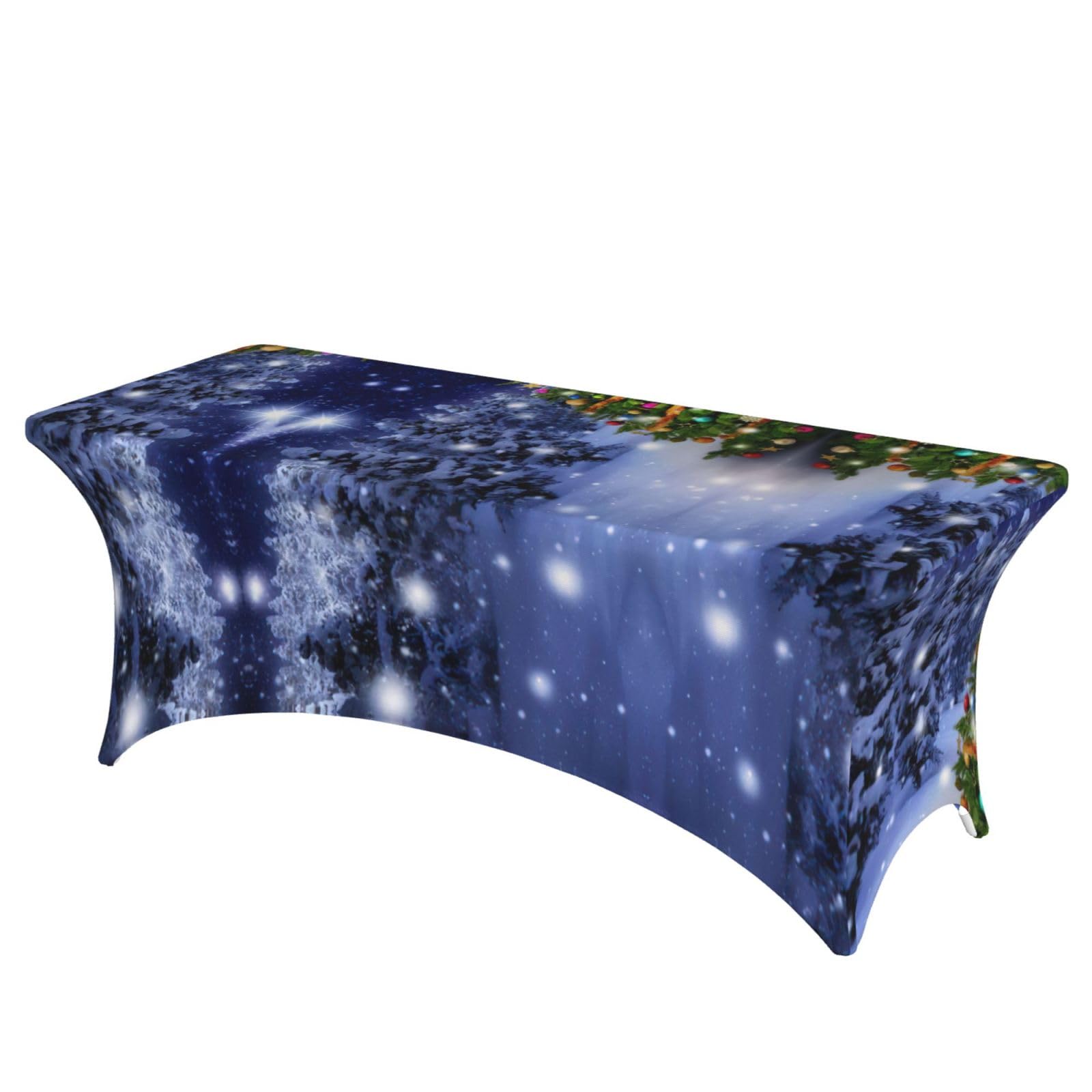 Nappe de table extensible anti-pli élasthanne imprimé sapin Noël