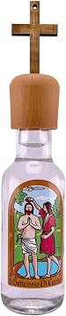 Blessed Holy Water Glass Bottle Container Holder from Jordan River Baptism Site Bottle For Home Cross 3.4fl.oz/100ml Catholic Christian