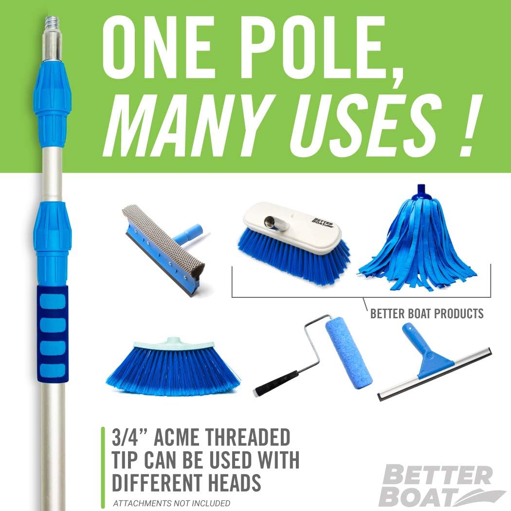 Better Boat Telescoping Pole Extendable Pole Deck Brush 3/4" Universal End Paint Roller Mop Cleaning Handle Extension Rod : Sports & Outdoors