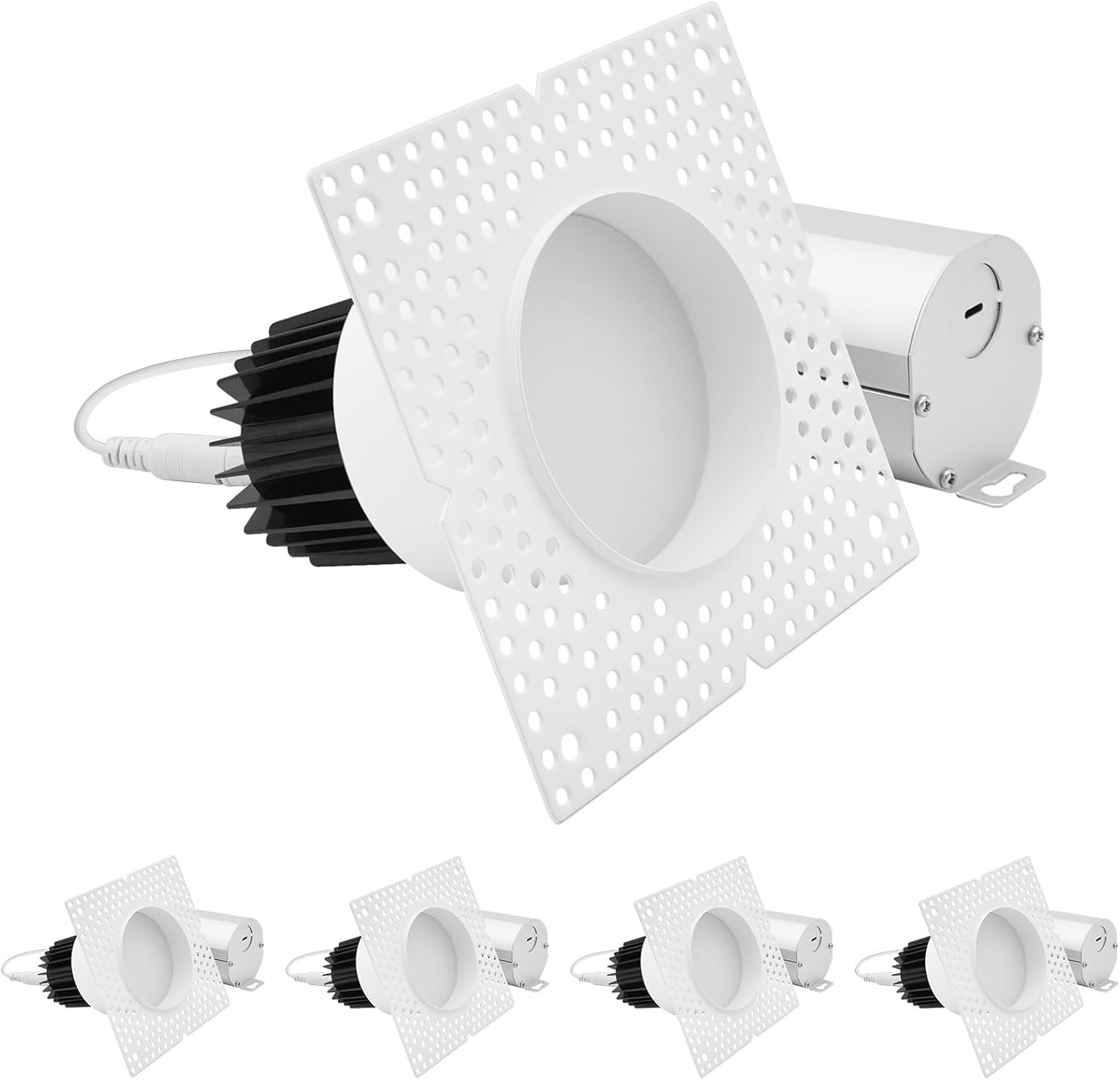 LUXRITE 3 Inch LED Regressed Trimless Spotlight, Push N’ Lock, 5 CCT Selectable (2700K-5000K), 15W, 950 Lumens, CRI 90, Dual Dimming (0-10V/Triac), 120-277V, ETL Listed, Damp Rated, Round