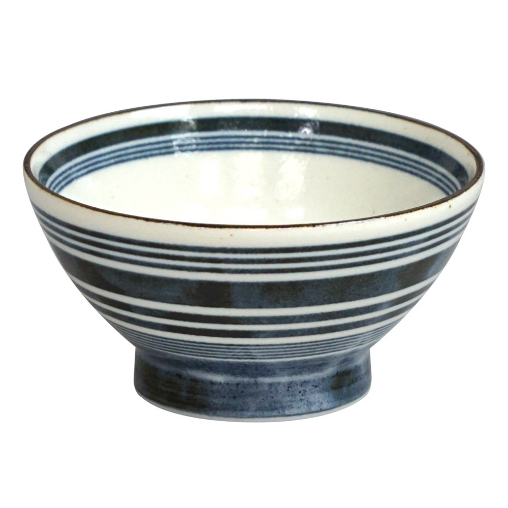Amazon.co.jp: みのる陶器 ミックスボーダー 軽量茶碗 インディゴ 25