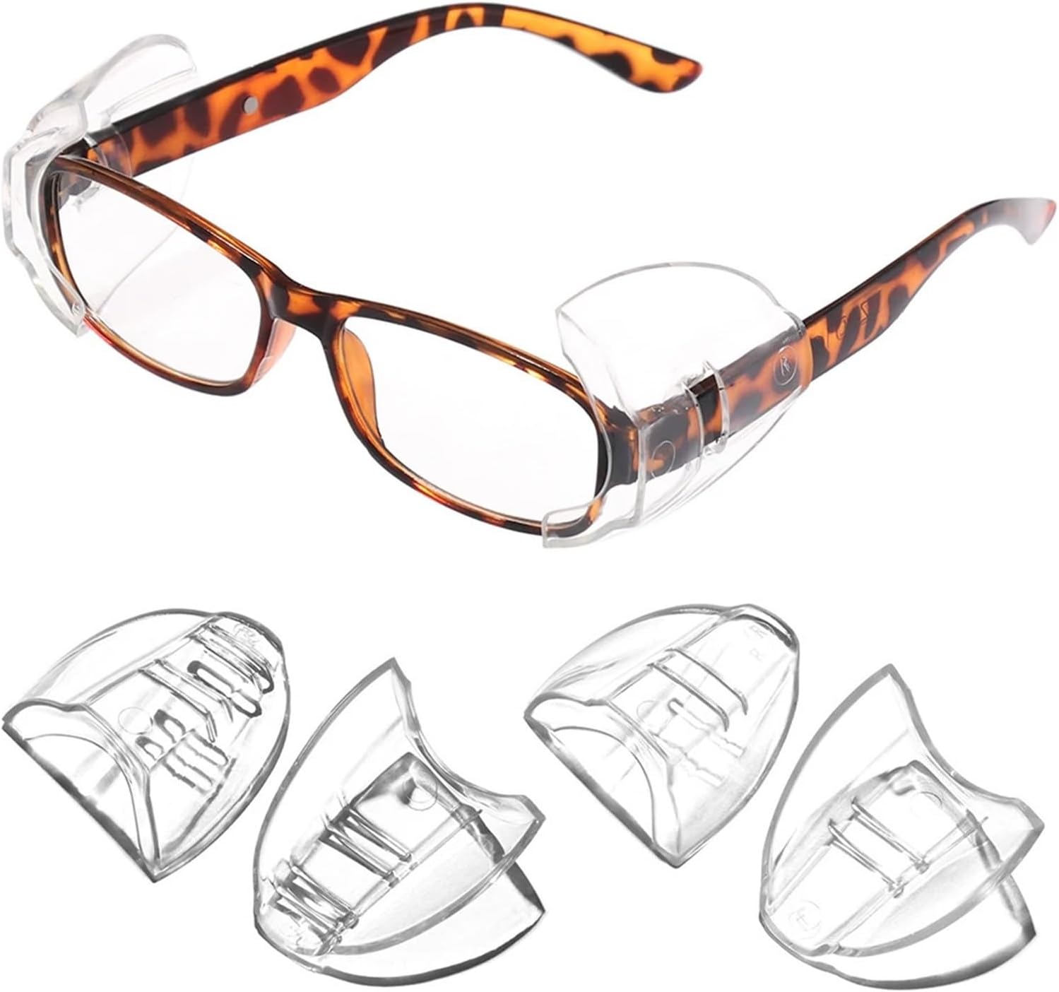 30 Pairs Clear Safety Eye Covers: Slip-On Type, Flexible Make, Universal Eyeglass Compatibility