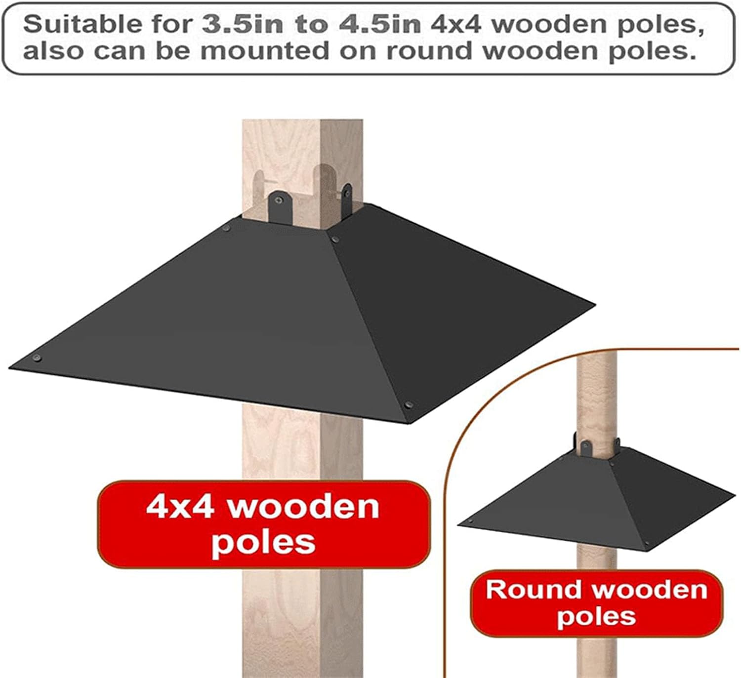 Square Squirrel Baffle for Bird Feeder Pole, Carbon Steel Pole Mounted Squirrel Guard for Outdoor Bird House