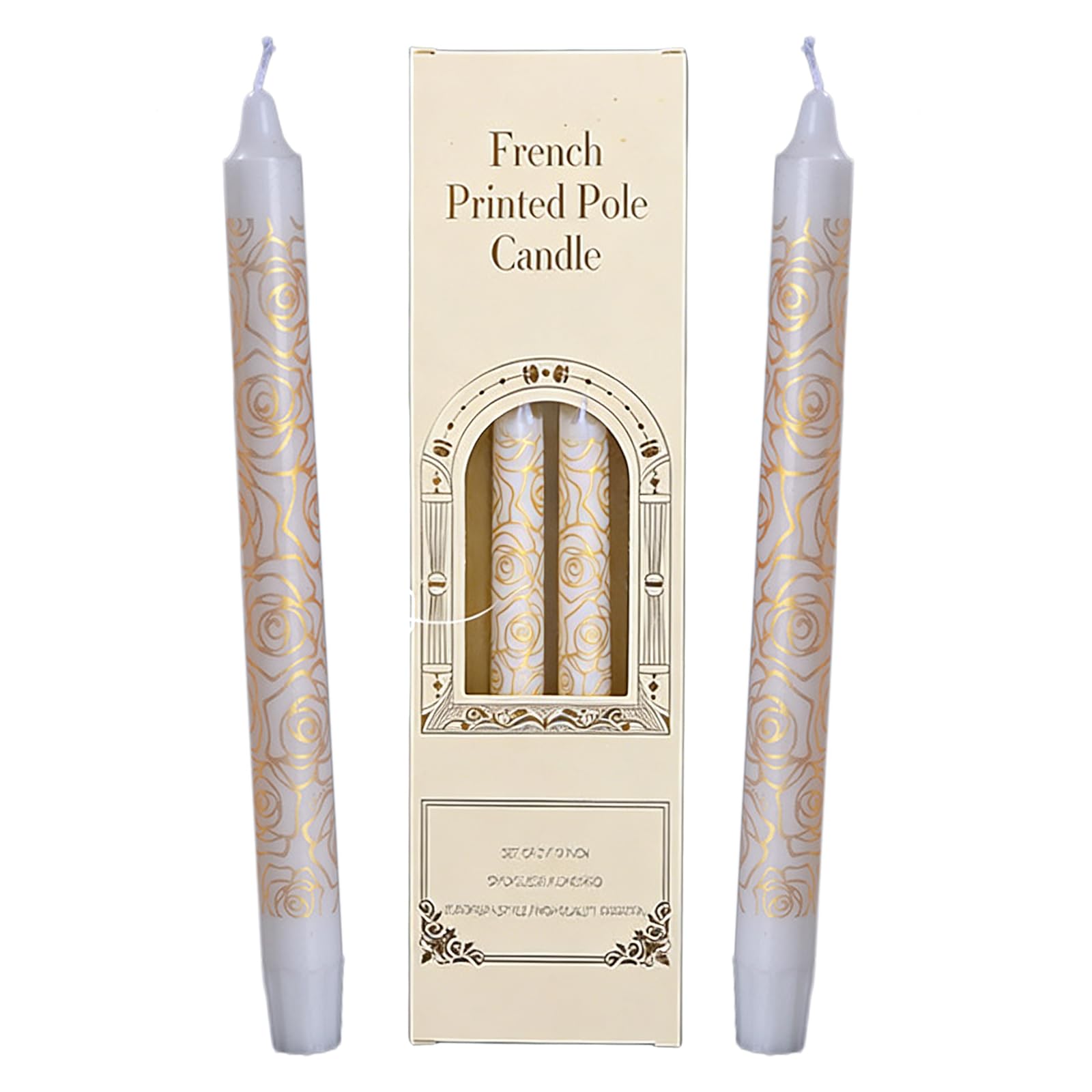 HUANYO Golden Pattern Party Candles - 2-Pack, Metallic Gold Design, Unscented Vegan Wax - 6 Hour Burn Time, Palm Oil Free, Decorative Candles for Celebrations and Events (AQQAZ584210)