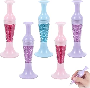 Diamond Art Pens, Diamond Vase Pen, Diamond Art Dispenser, Standable Vase Plastic Diamond Painting Point Drill Pen, Dotting Tool for Nail Art Crafts Making 5 Pcs Art Pens