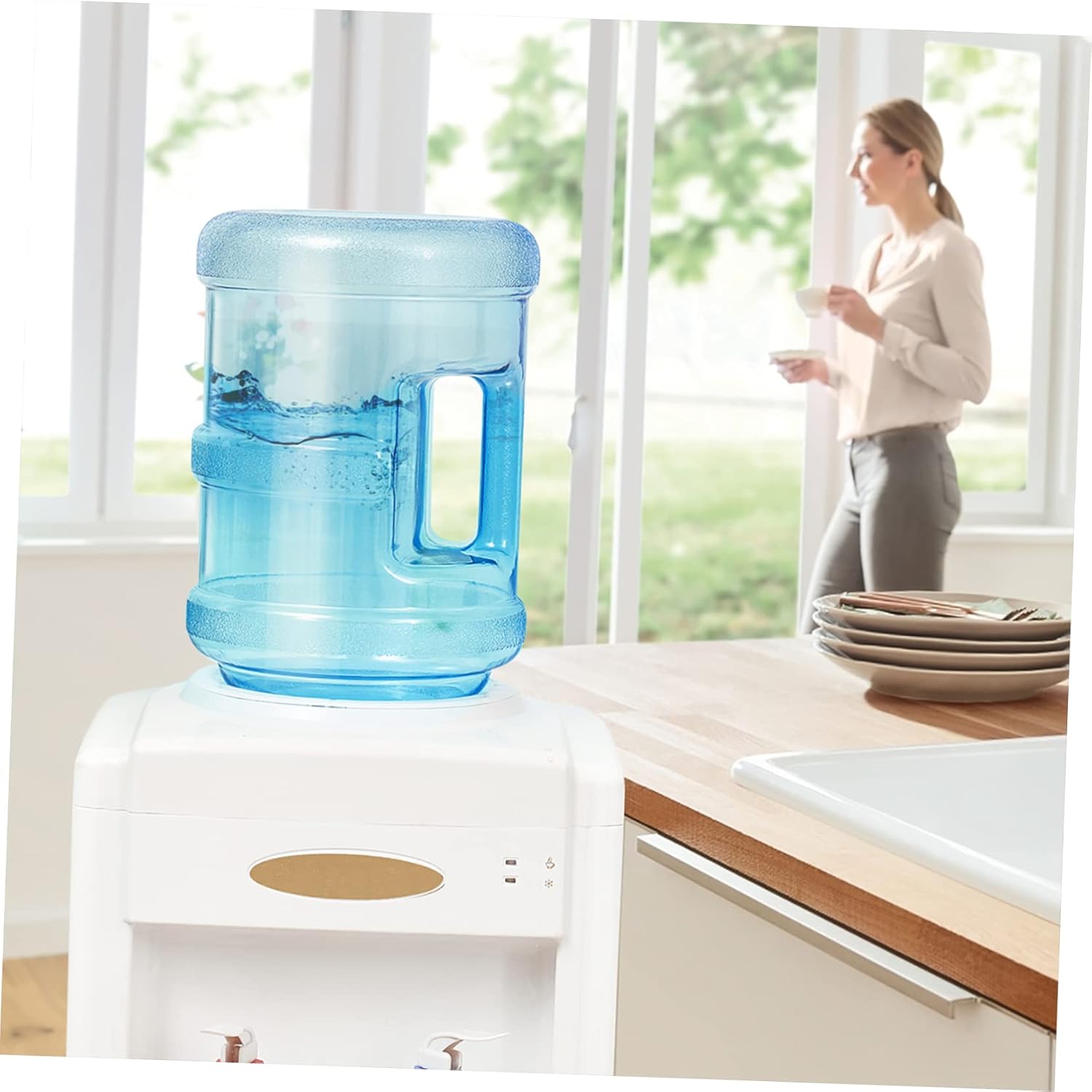 SEWACC Water Jug 5 Liters of Water Bottle 5L Bottle Portable PC Storage Bucket with Handle Large Capacity Mineral Jug Container Barrel for Home Outdoor Large