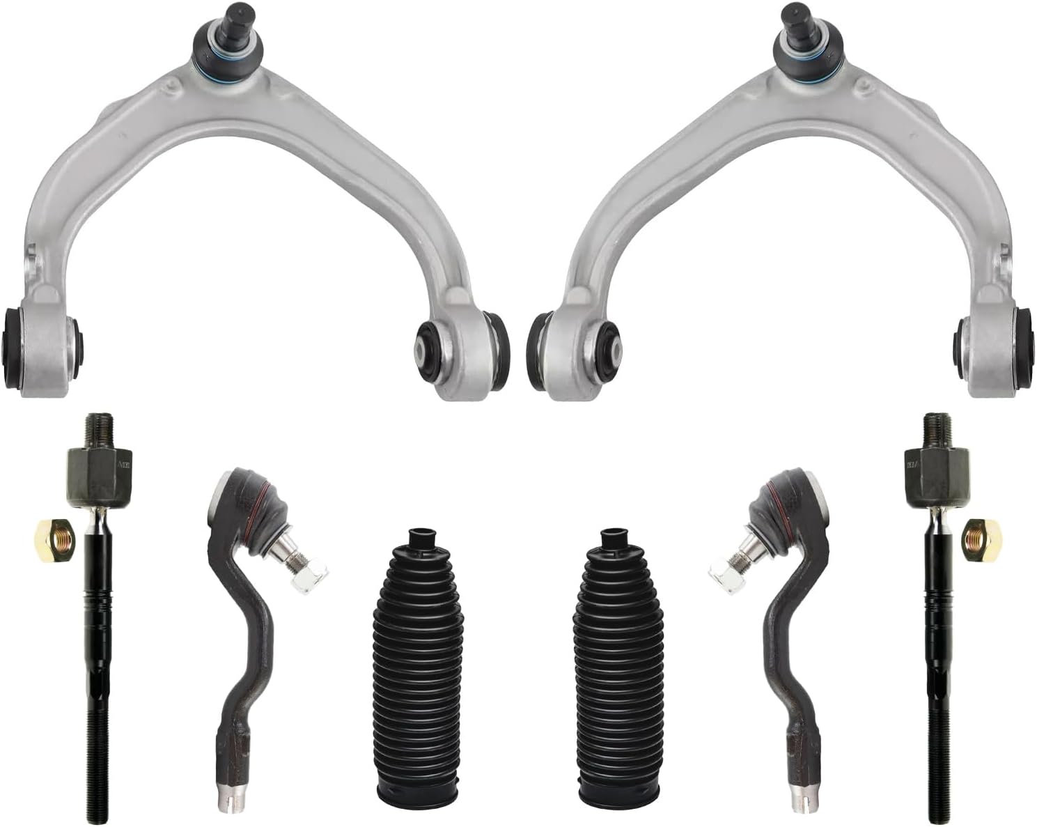 8pc Front Upper Control Arms Inner Outer Tie Rods Suspension Kit