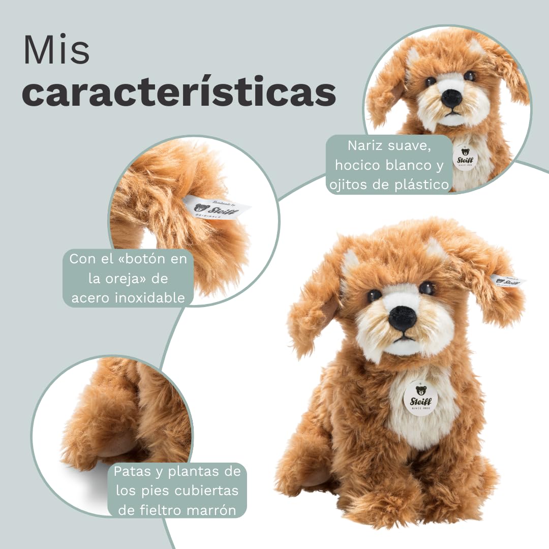 Steiff Peluche Cockapoo Curlie, Peluche Adorable con Ojos de plástico, para niños y niñas, Peluche 24 cm, marrón Claro, 076909