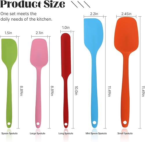 Miniatura 2 de Juego de espátulas de silicona de 5 piezas, espátulas de goma de grado alimenticio, aptas para lavavajillas, mango eléctrico mejorado con agarre