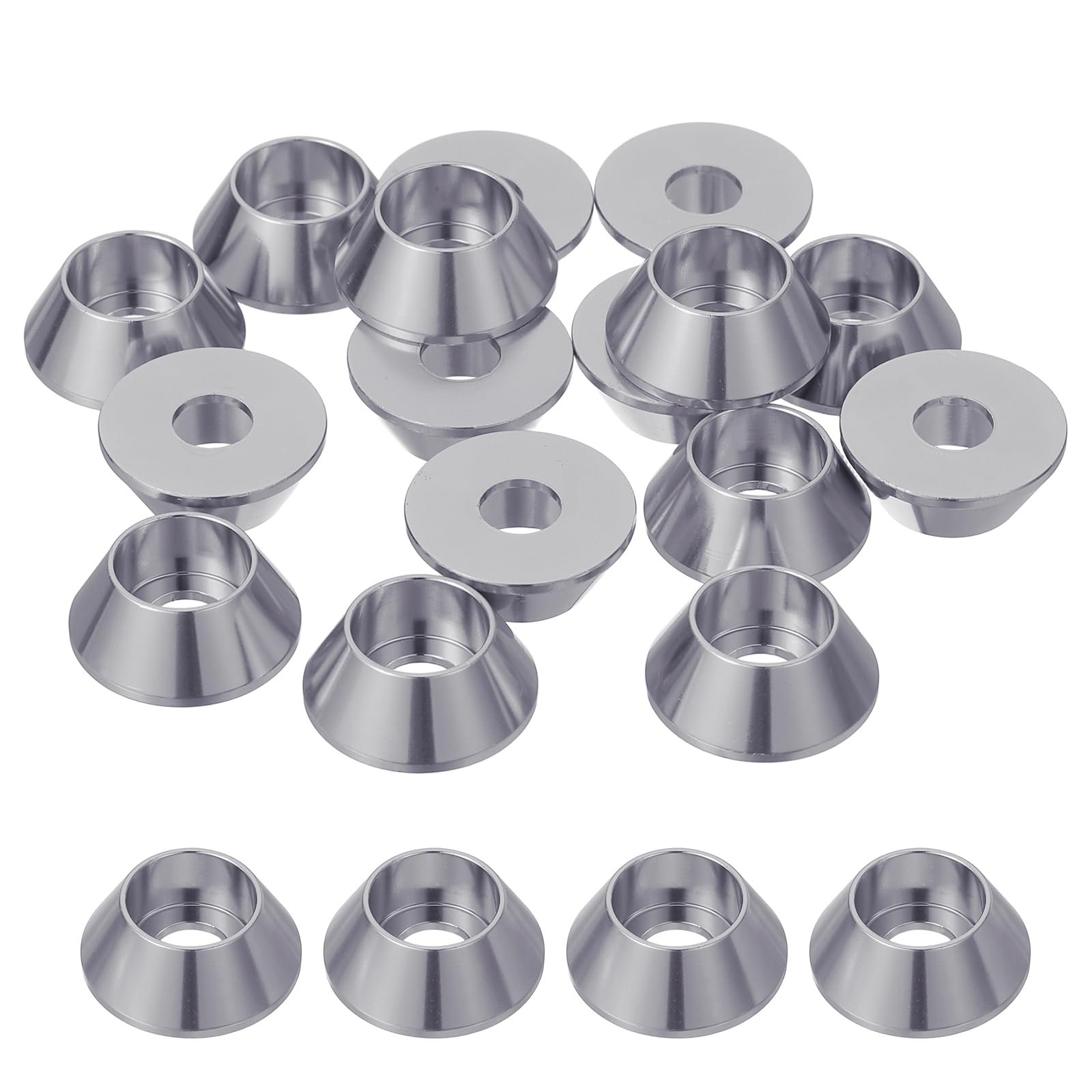sourcing map M6 Cone Cup Washers, Anodized Aluminum Gaskets Cup Head Washer Gasket for Screw RC/FPV/PC/Drone/Mechanical Accessories Model Parts, Pack of 20 (Titanium Gray) โ image 1