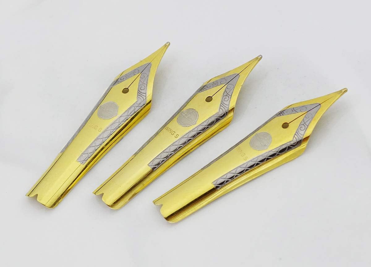 Asvine Set of 3 Yongsheng 699 Fountain Pen Nibs Original Extra Fine/Fine/Medium Nib Golden Color Replaceable Nib