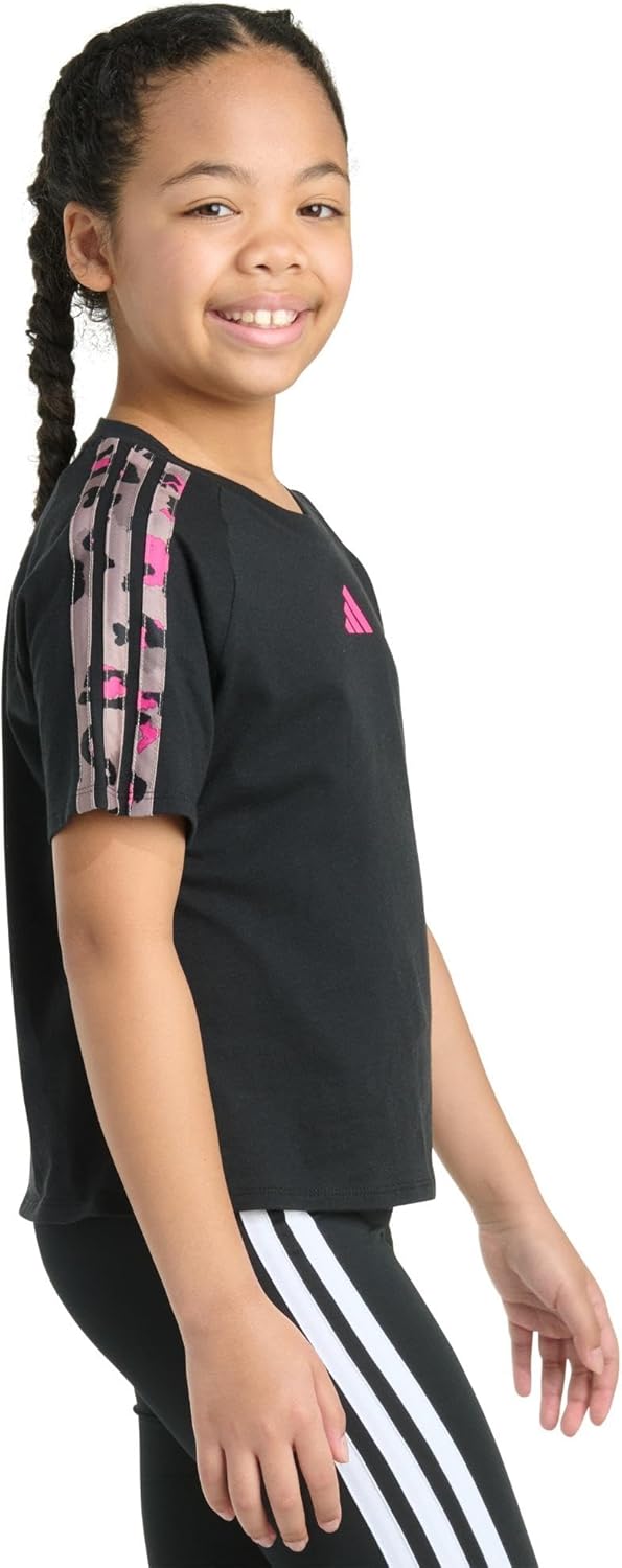 Adidas Girls Short Sleeve Printed Raglan Tee - Image 2