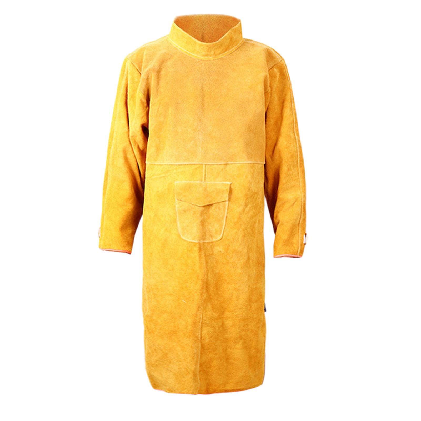 rockible Tablier Soudé En Cuir de Vachette Antidéflagrant, Manteau Long, Costume Confortable à Manches Longues, Réglable-100 Cm/120 Cm/130 Cm, 120cm