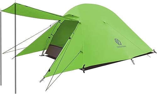 2 Person Camping Tent with 3 Aluminum Alloy Poles, 4 or 3 Season Waterproof Tent, Double Layer,Easy Setup, 2 Doors for Outdoor