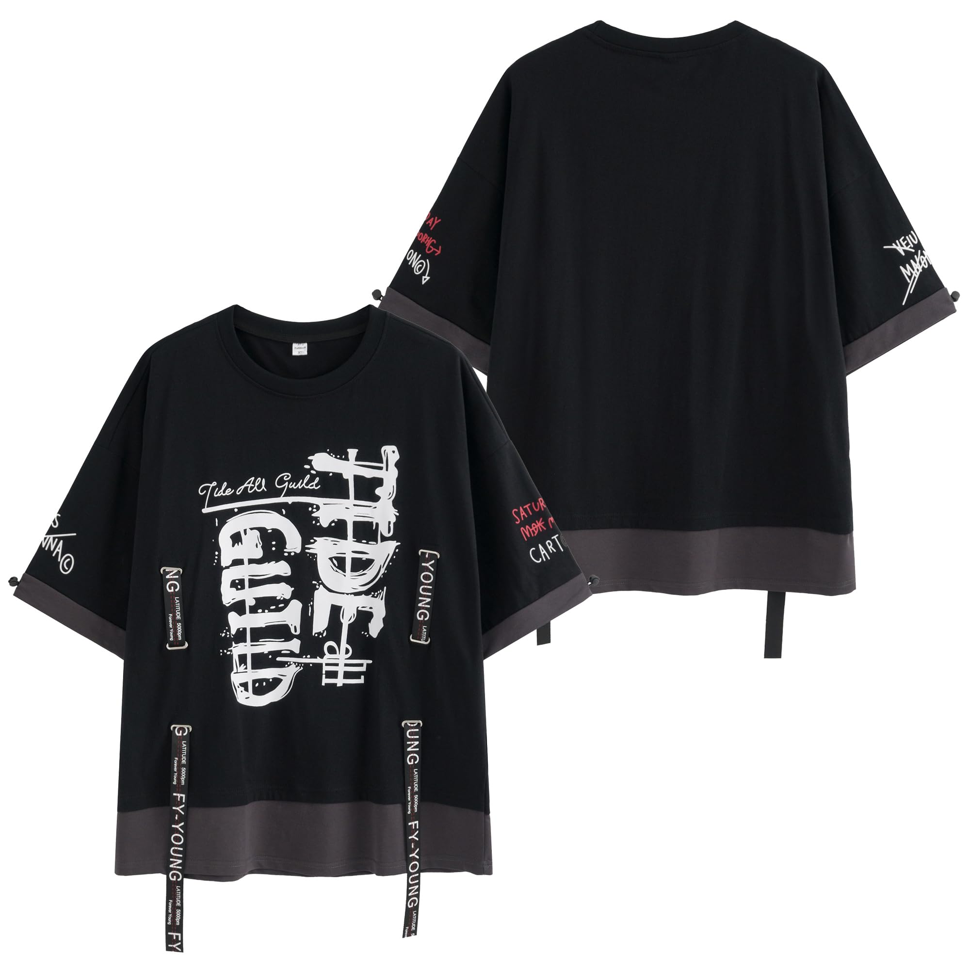 XYXIONGMAO Techwear Shirt Japanische Streetwear Hip Hop Shirts Herren Grafik T Alphabet Design Workwear Gothic Hoodie
