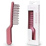 Janeke J-Brush Detangling Comb for Curly and Wavy Hair - Wide Tooth J-Shape Brush for Wet and Dry Use - Anti-Frizz, Lightweight and Gentle on Scalp - Made in Italy Professional Styling Tool (Pink)
