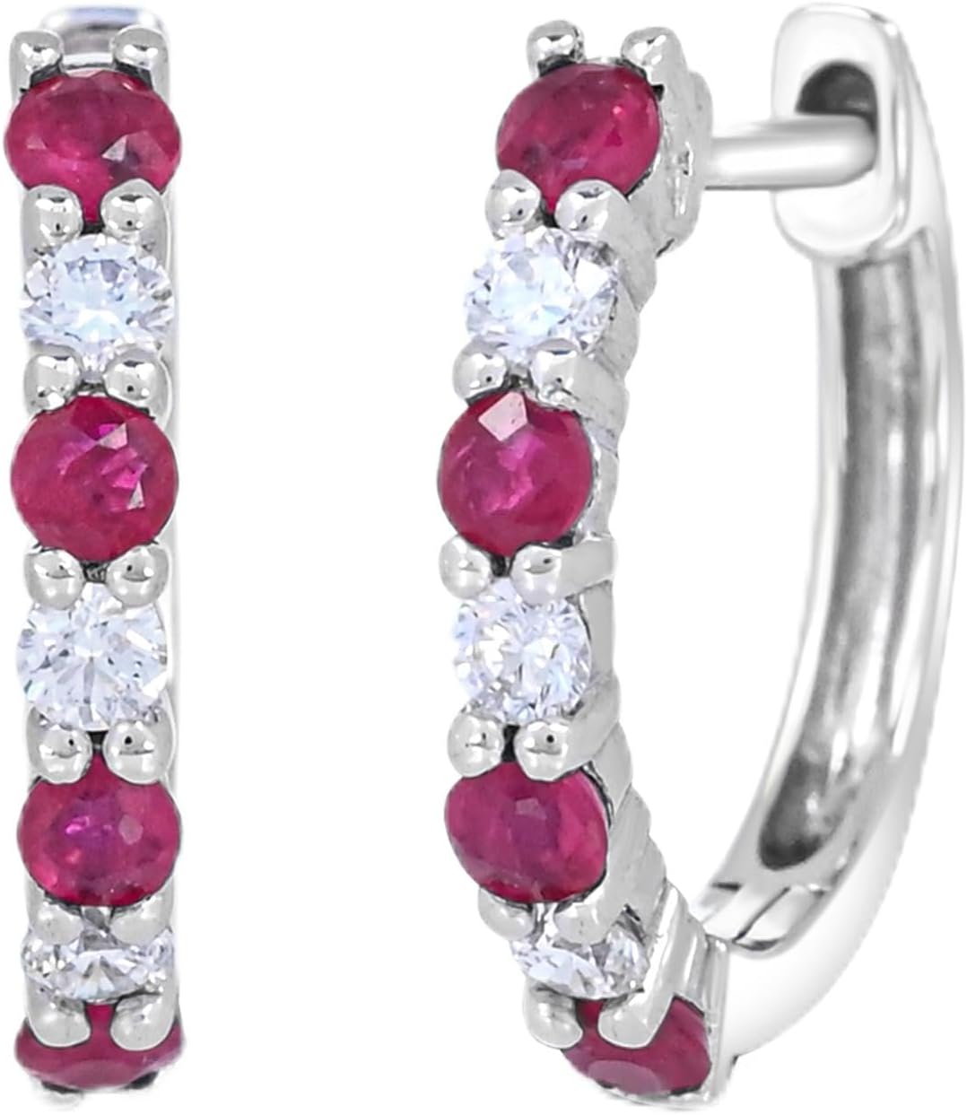 Diamond2Deal 14K Gold Gemstone and Diamond Hoop Earrings