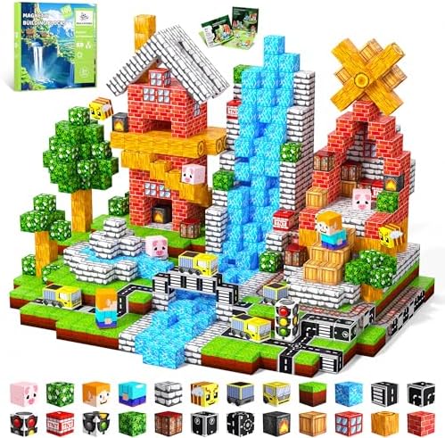 SSAWER Magnetische Bausteine,100 Teile Magnetbausteine (Verkehrswald) | Montessori Kreative Spielzeug für Junge und Mädchen ab 3 Jahren, Magnetic Building Blocks, Geschenk für Kind