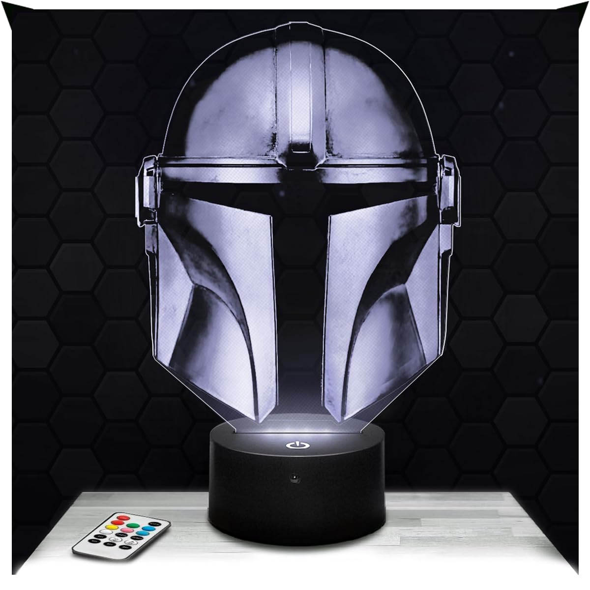 Lampephoto.fr - Manda lorian Helmet 3D Lamp Night Light 3D LED Illusion Lamp, Christmas Birthday Gift Idea for Boys and Girls Night Light for Child or Adult Bedroom, Led Bedside Lamp TOP