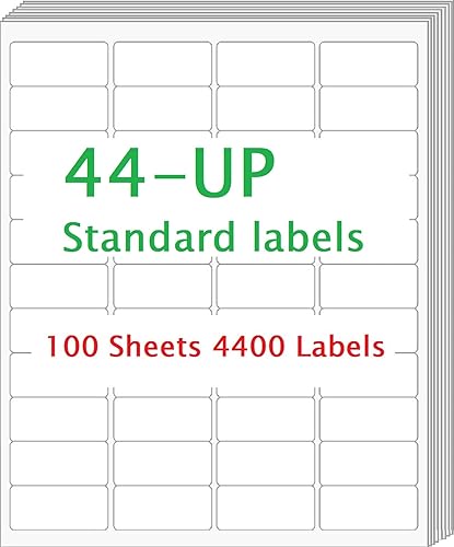 Miniatura 5 de Yaxa FBA Label (100 Sheets,4400 Labels) 44-up Labels 48.5x25.4 mm on A4 White Self Adhesive Shipping Mailing Stickers for Laser/Inkjet 44